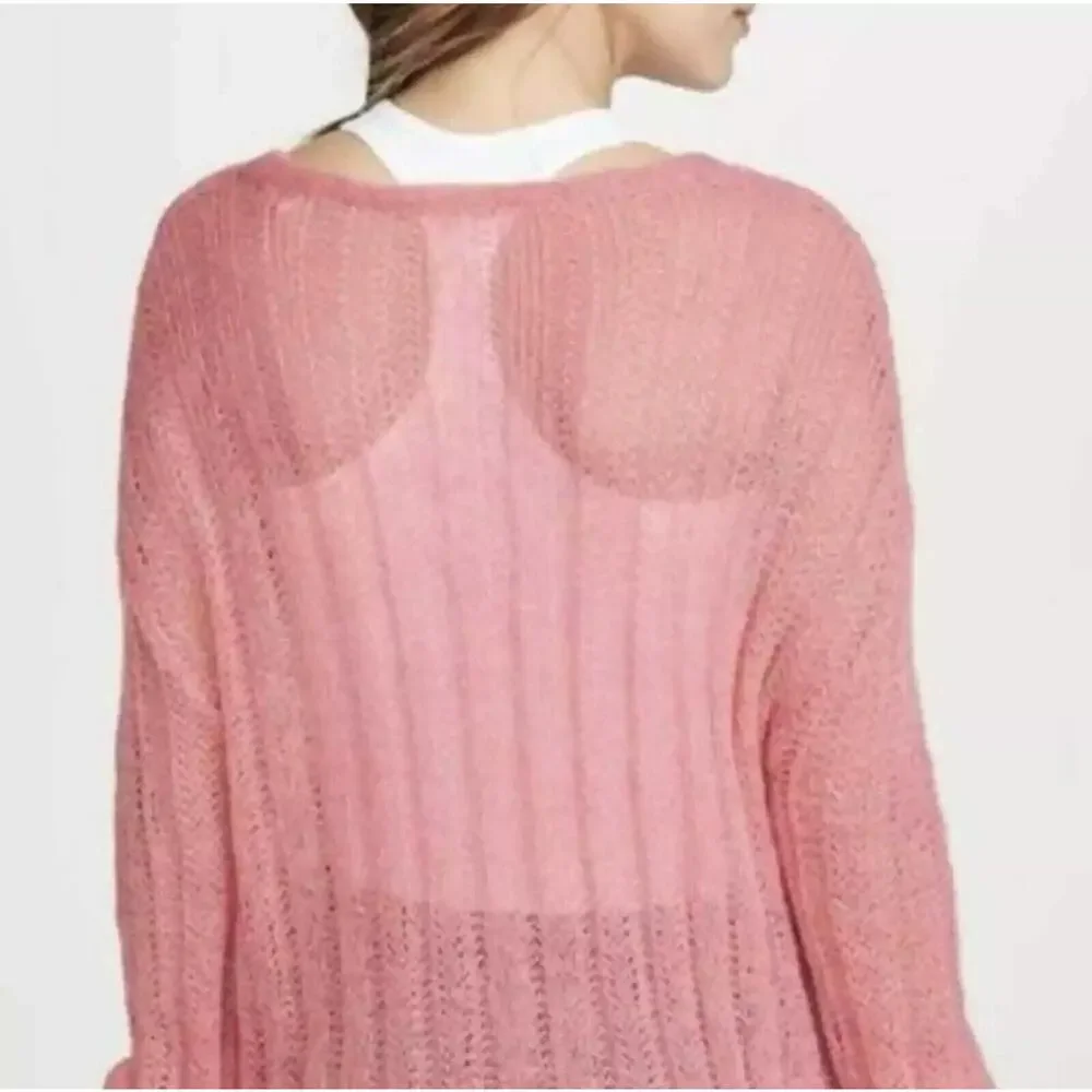 Free‎ People Sz S Sweater Angel Soft Wool Blend Lightweight Knit Bubble Gum Pink